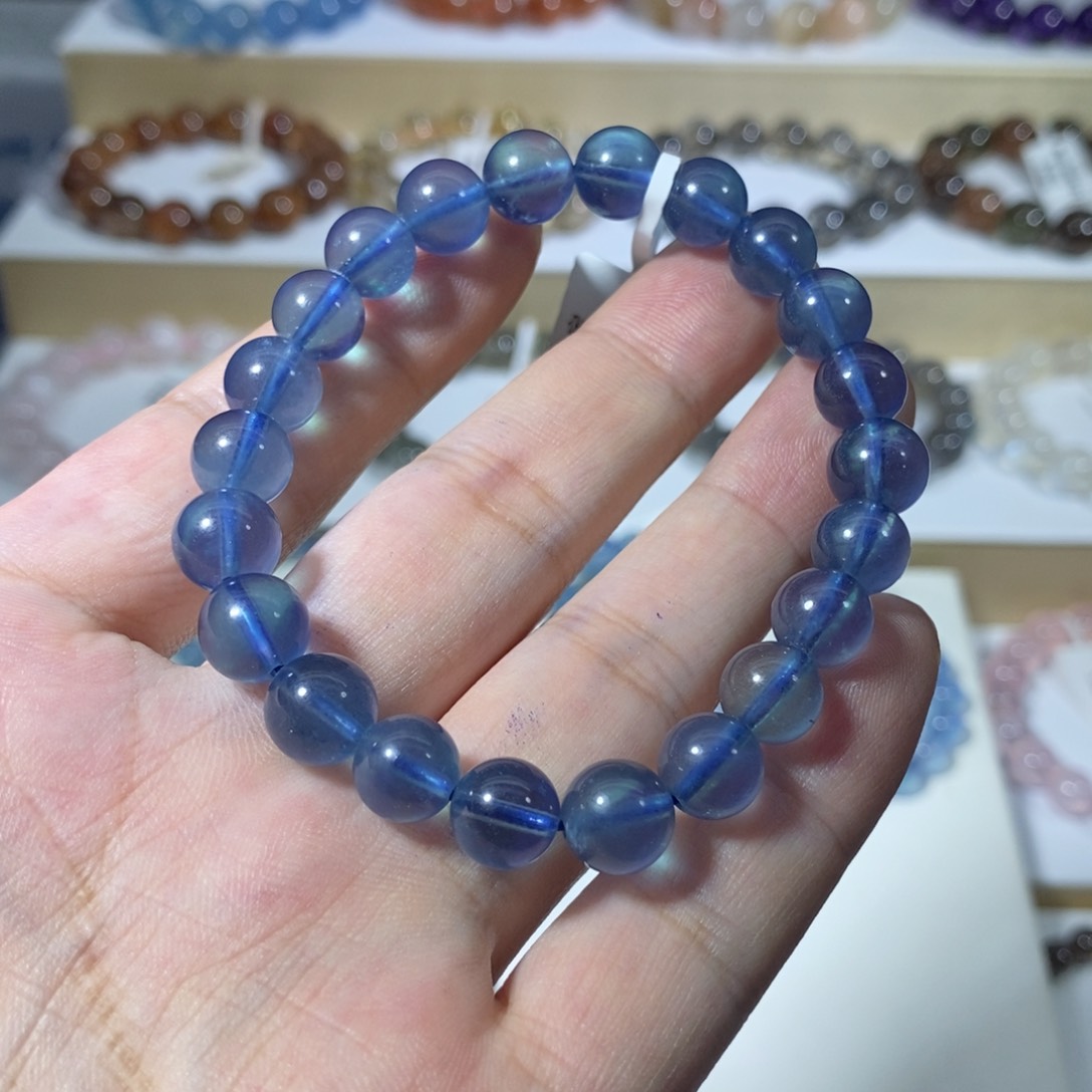 水晶手链未镶嵌翩*海蓝宝8.5mm