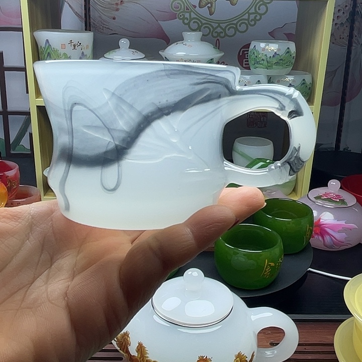 琉璃手工艺品玉瓷琉璃竹节杯（买一送一 到手两件）