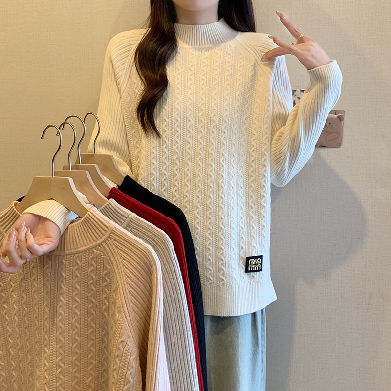 大码女装2025春季新款时尚针织衫上衣洋气长袖打底衫毛衣女3766