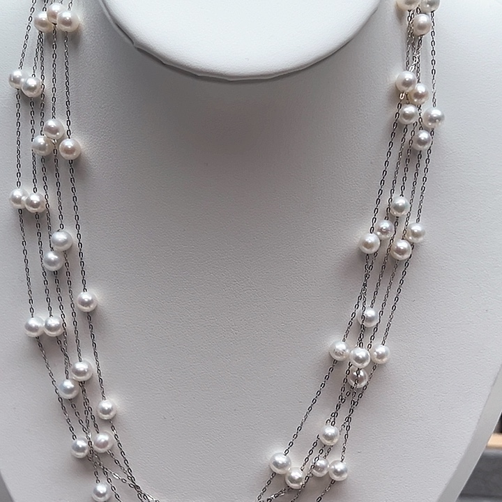 银S925镶嵌淡水珍珠颈饰