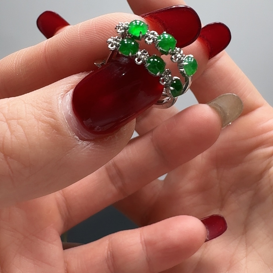 翡翠耳饰18K金镶嵌耳饰