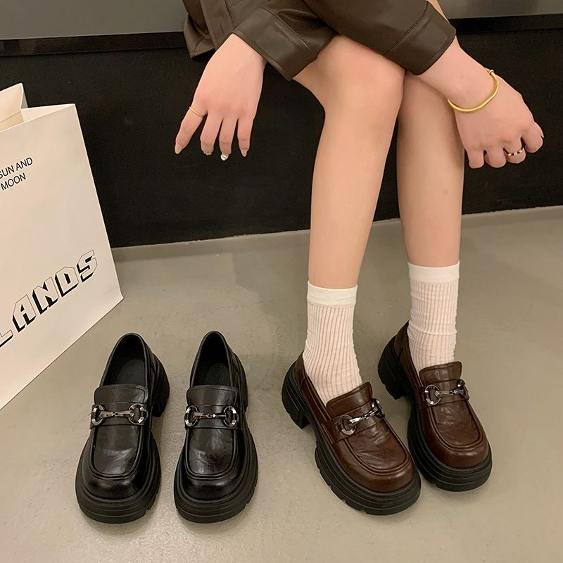 【赠运费险】【一双孤品】秋季厚底乐福百搭小皮鞋舒适软底英伦风1