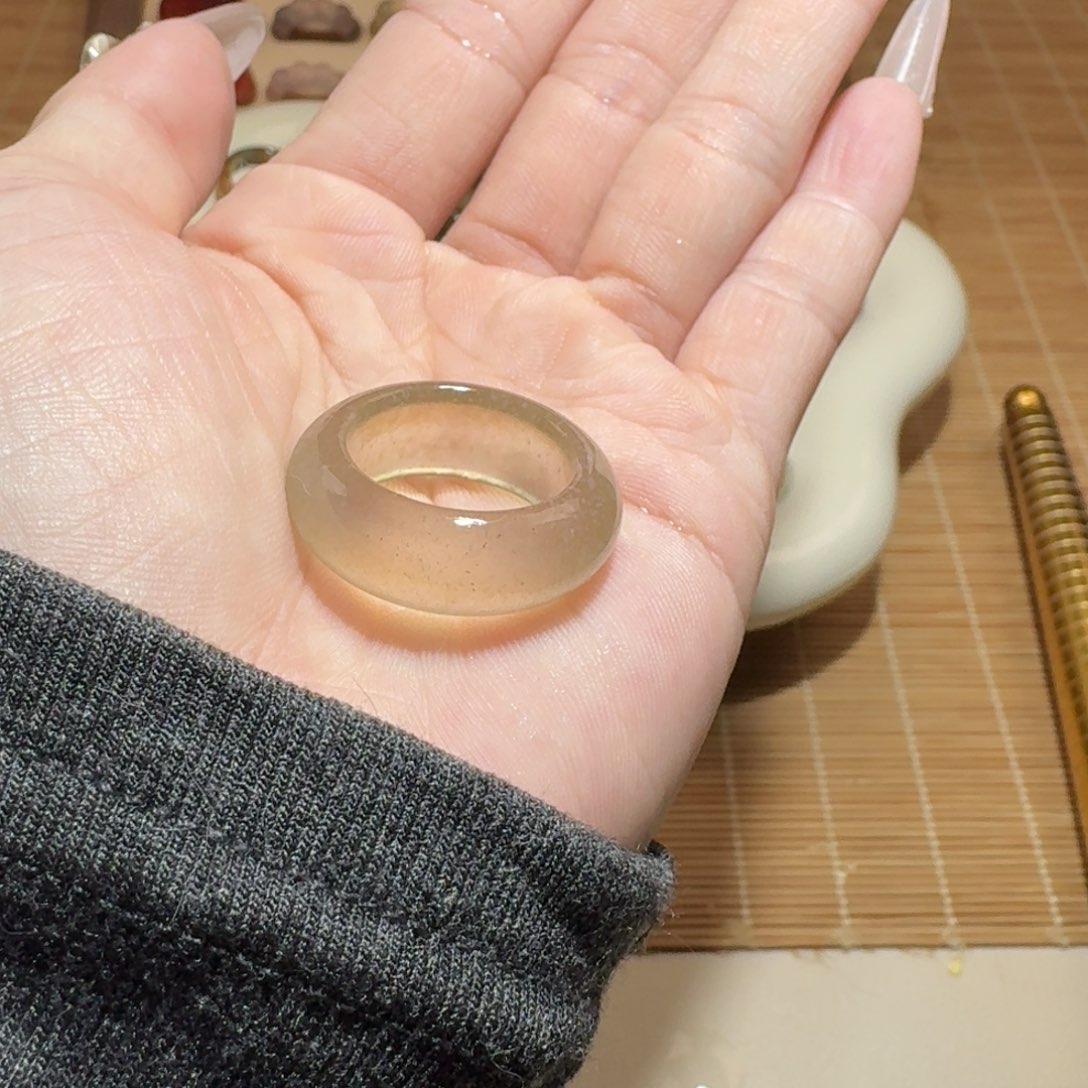 玛瑙/玉髓未镶嵌戒圈20号 港18 冰飘玛瑙