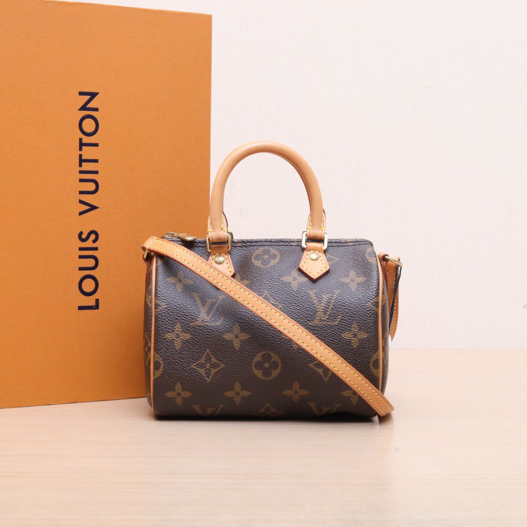 95新 LouisVuitton/路易威登 小花双双 SpeedyNano 老花 PVC 2017