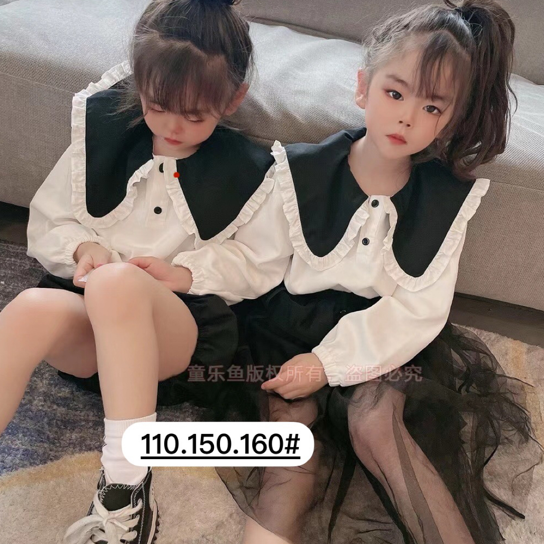 839053#中大童女童高品质花边领上衣时尚百搭品质好货