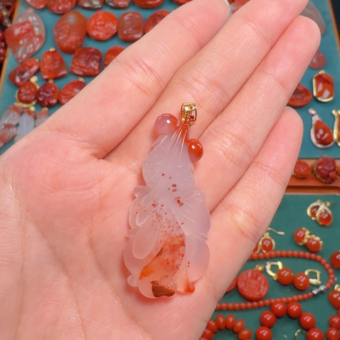 南红玛瑙南红18K金镶嵌