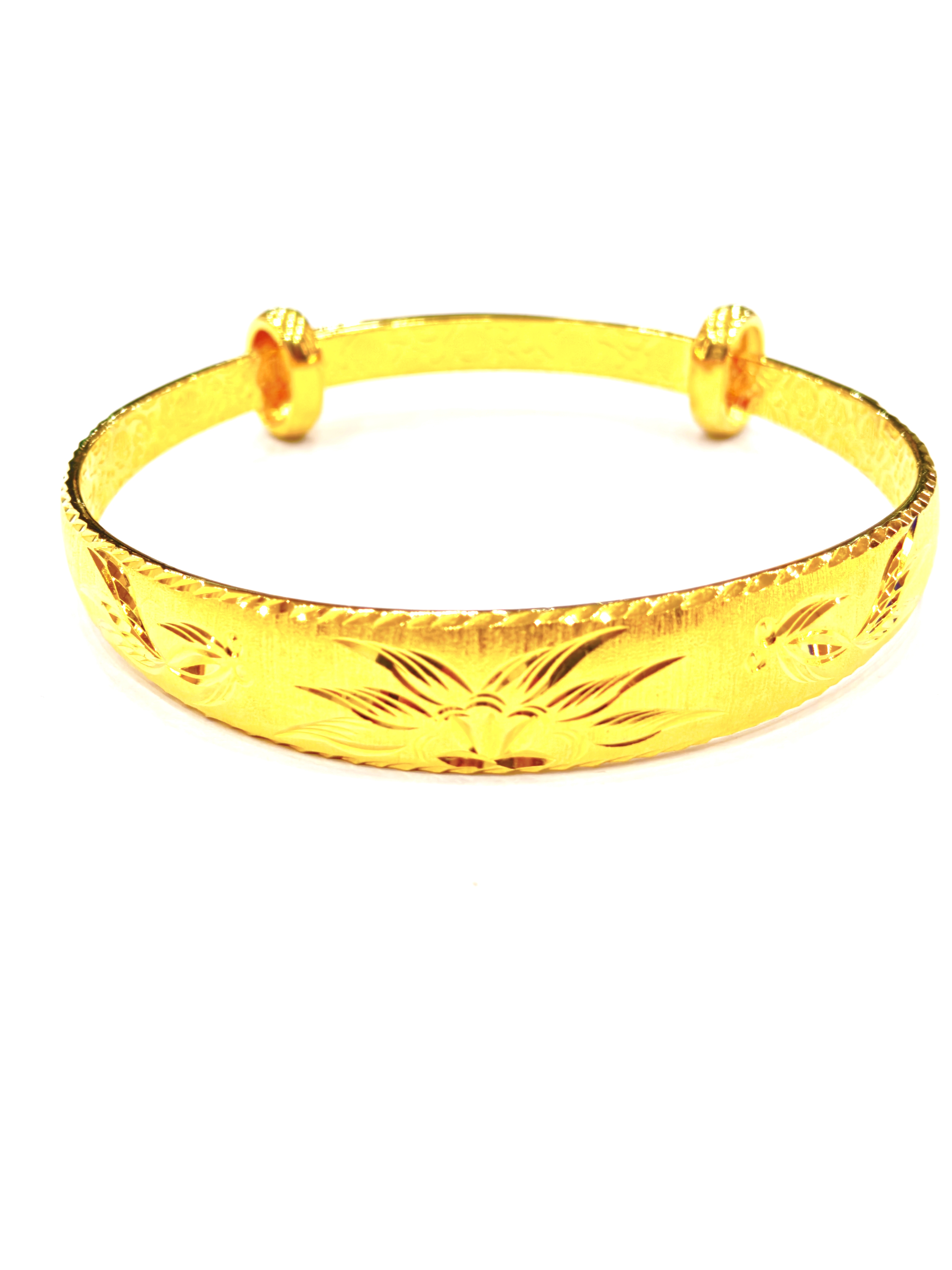 足银手镯 双金鱼荷花推拉手镯