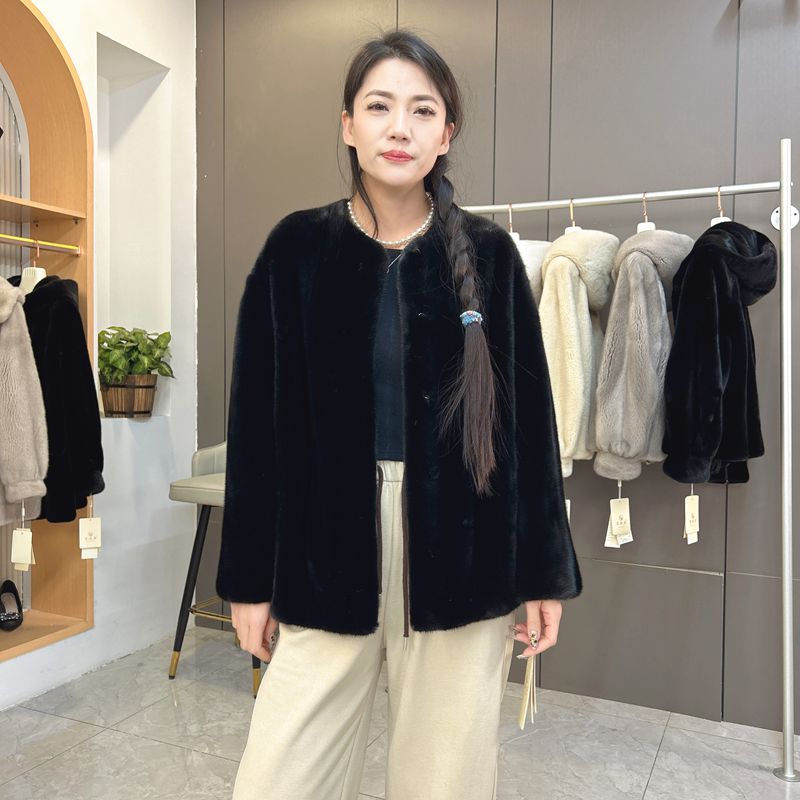 貂皮大衣孤品性价比高水貂皮草外套