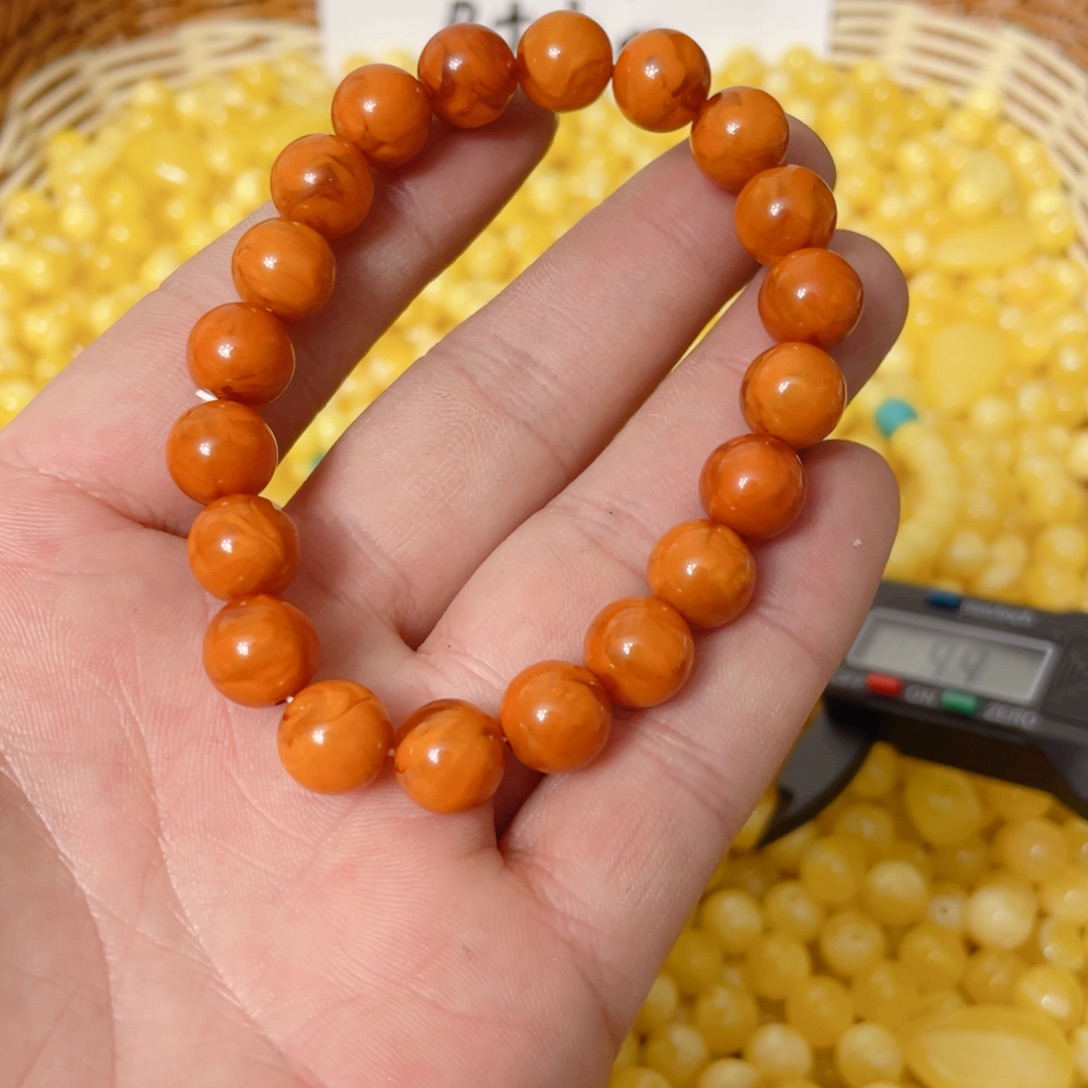 琥珀未镶嵌手链橘皮10m
