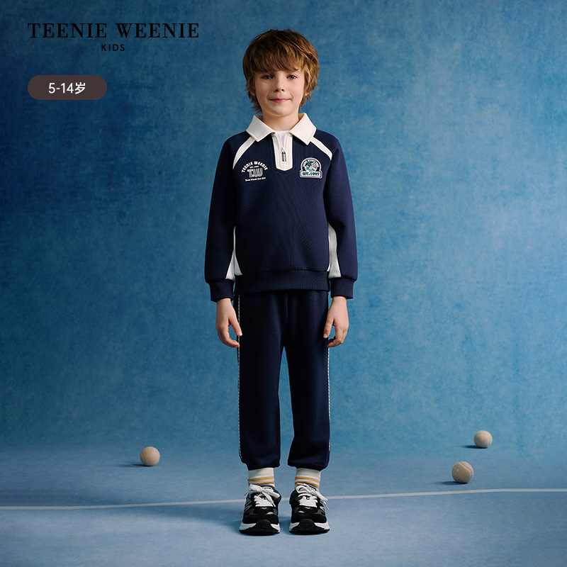 TeenieWeenie Kids小熊童装25春季休闲风翻领套头卫衣TKMW251203B