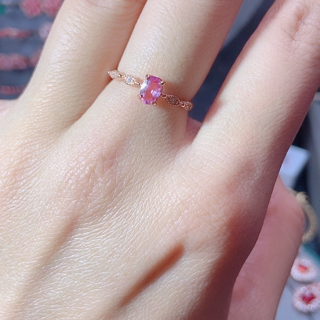 彩色蓝宝石戒指银S925镶嵌