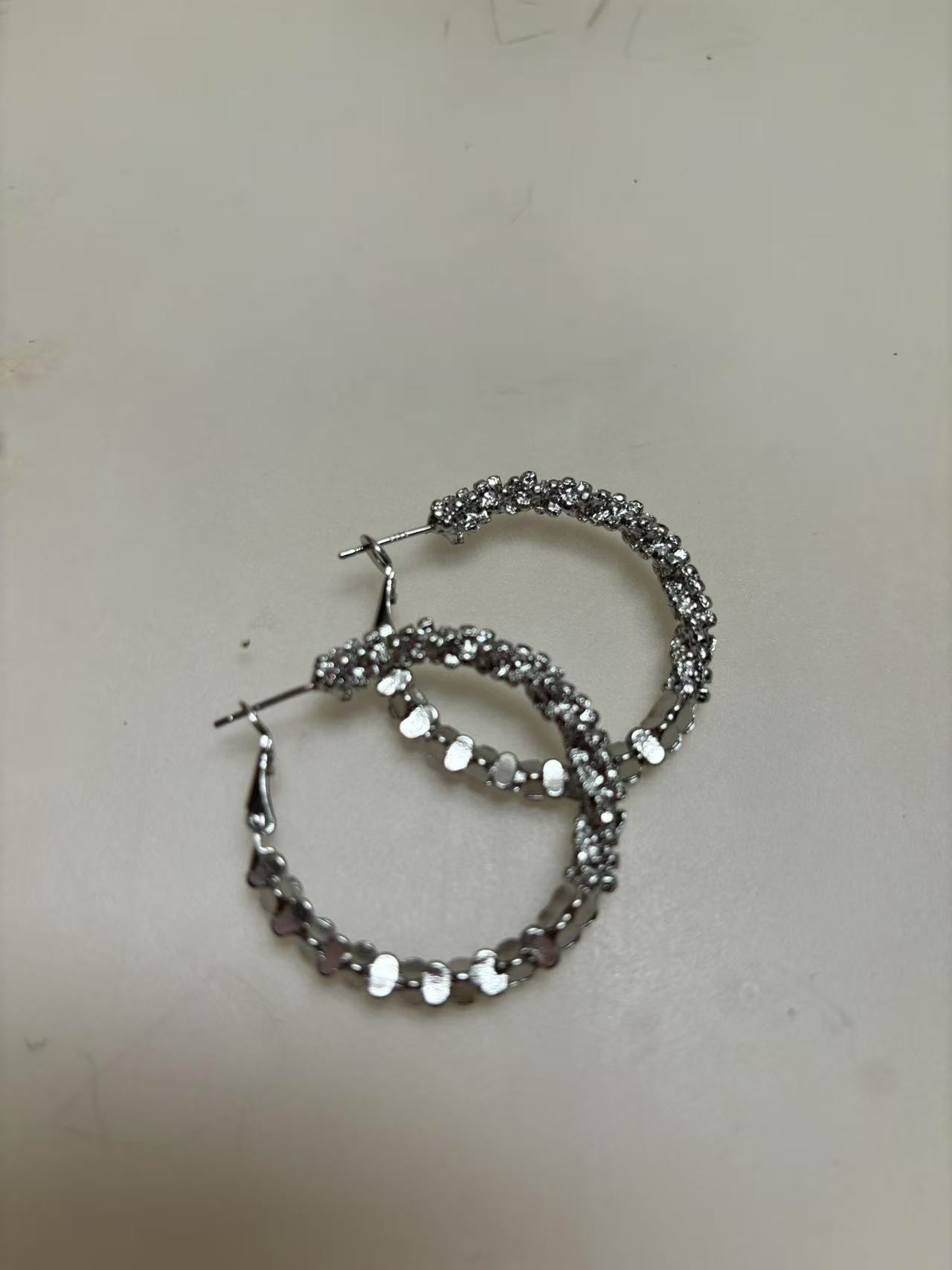 925银耳饰 银色碎银子圈圈耳环女小众轻奢感耳钉2025新款耳饰 