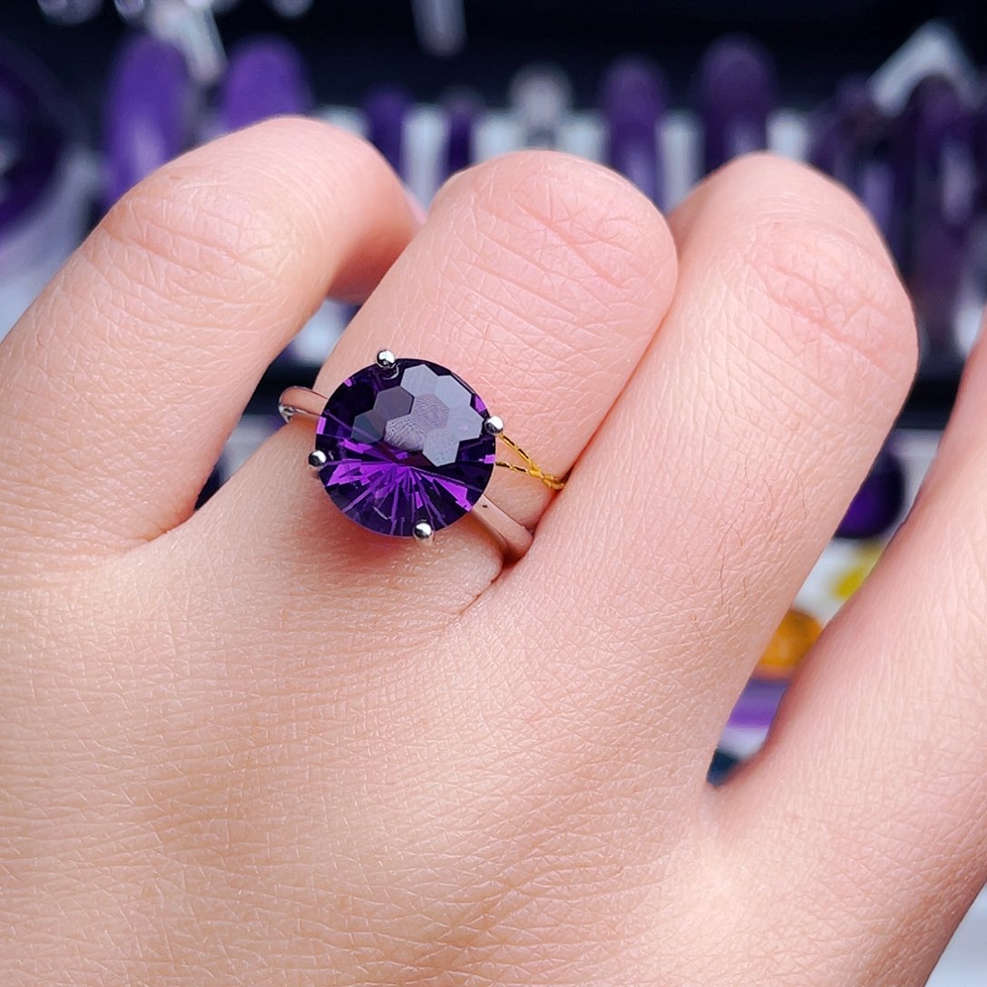 银S925镶嵌戒指紫晶天然保真