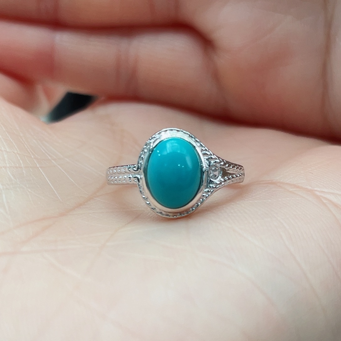 绿松石戒指银S925镶嵌