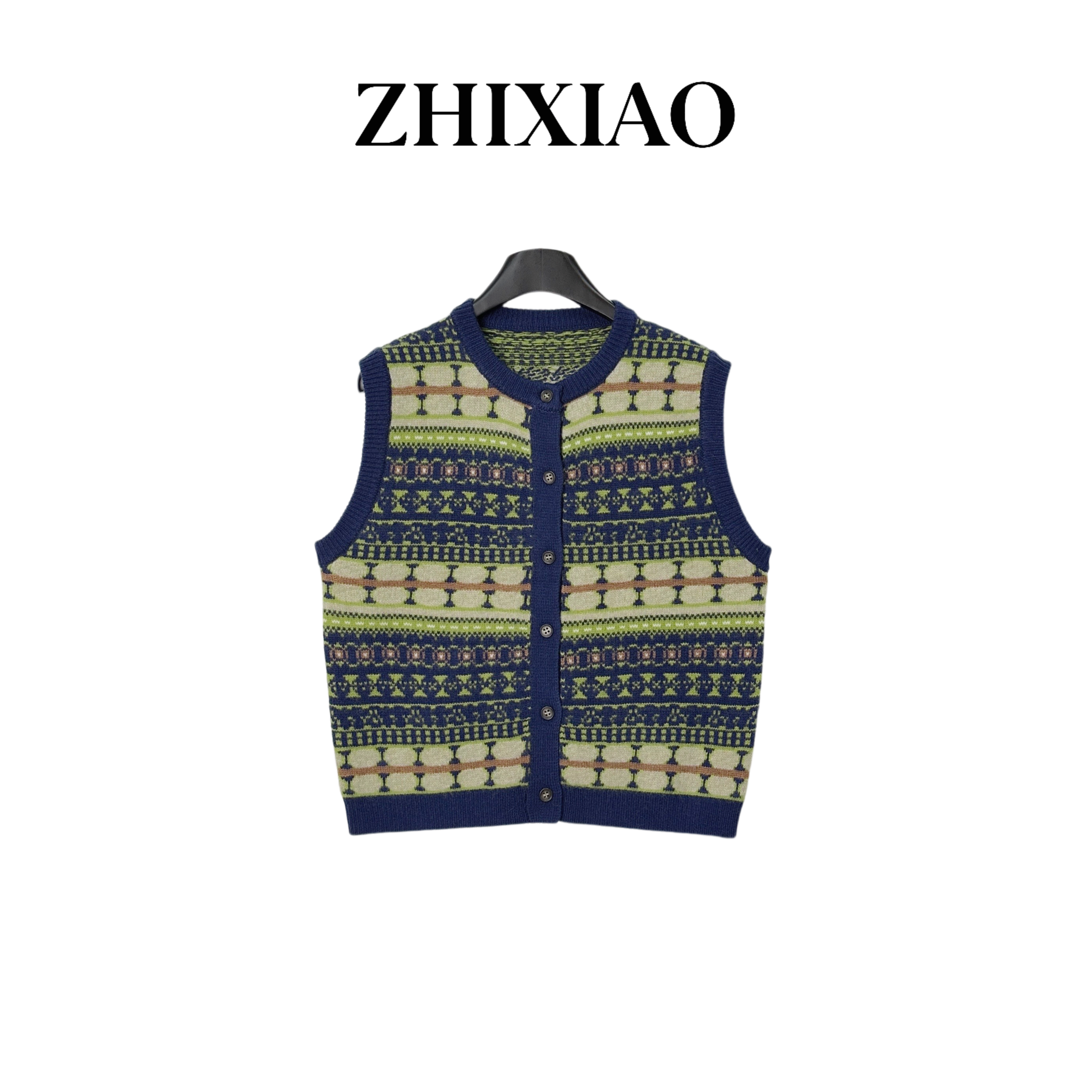 【ZHIXIAO】秋冬新款：花色针织马甲TR1186