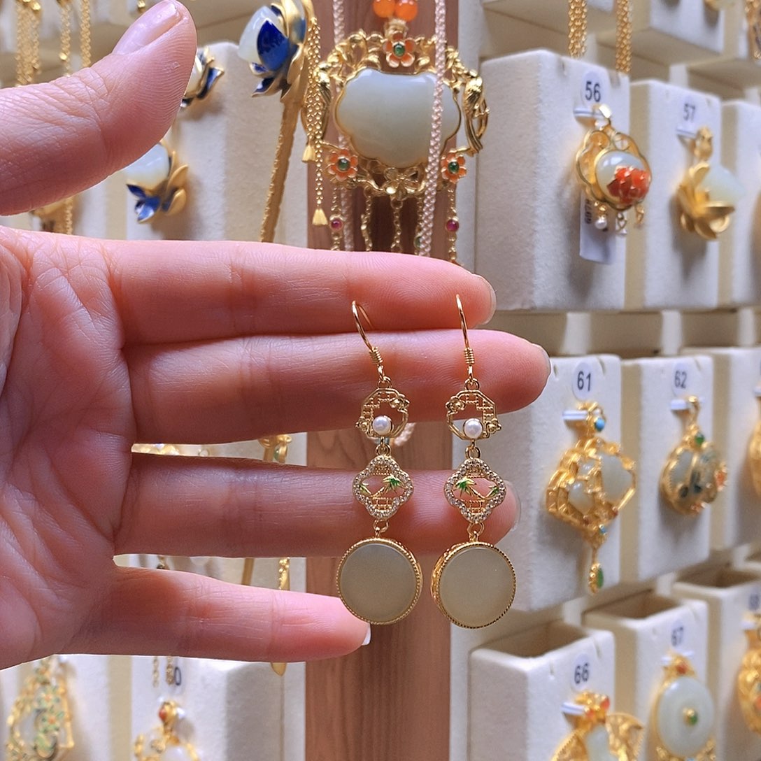 和田玉颈饰银S925镶嵌