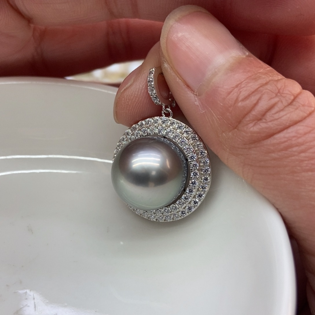 海水珍珠吊坠(不含链)银S925镶嵌