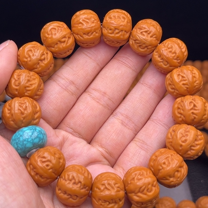 猴头核桃吊坠17麻花串绿