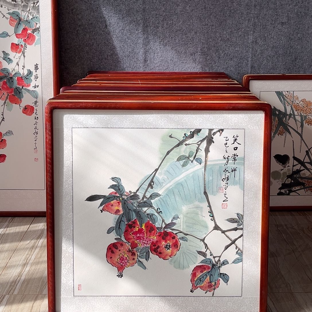 国画书画作品带框63×63