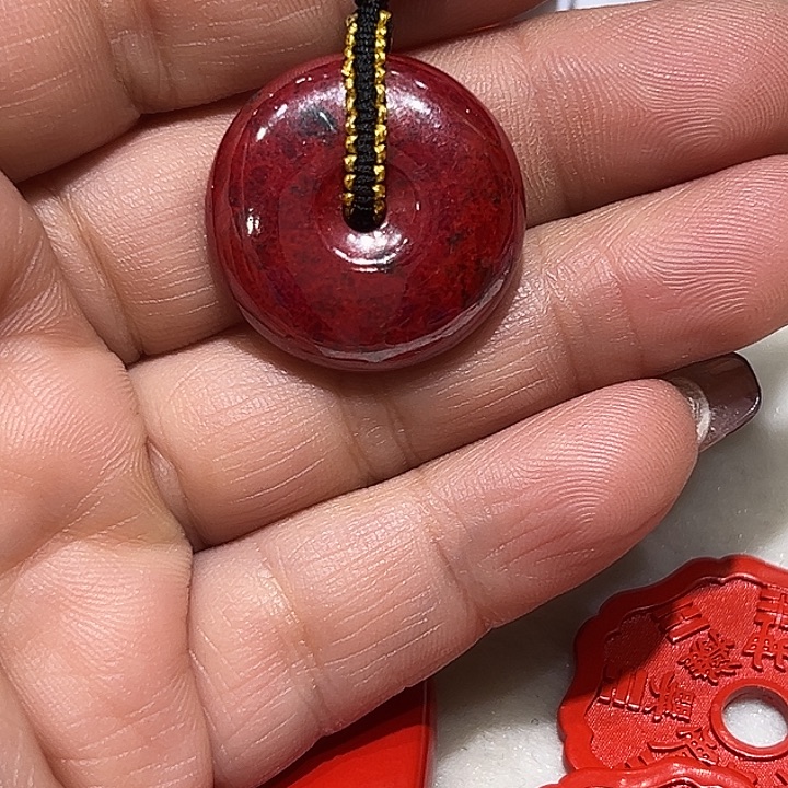 默***颖天然辰砂精工制作平安扣