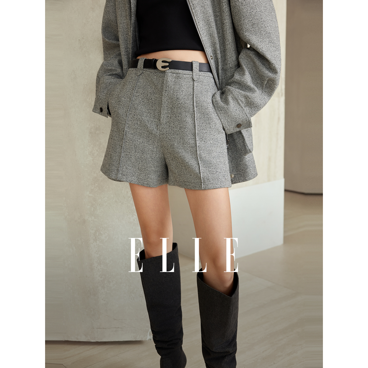 女装法式休闲短裤女2025秋季新款小个子阔腿裤L8AKM202