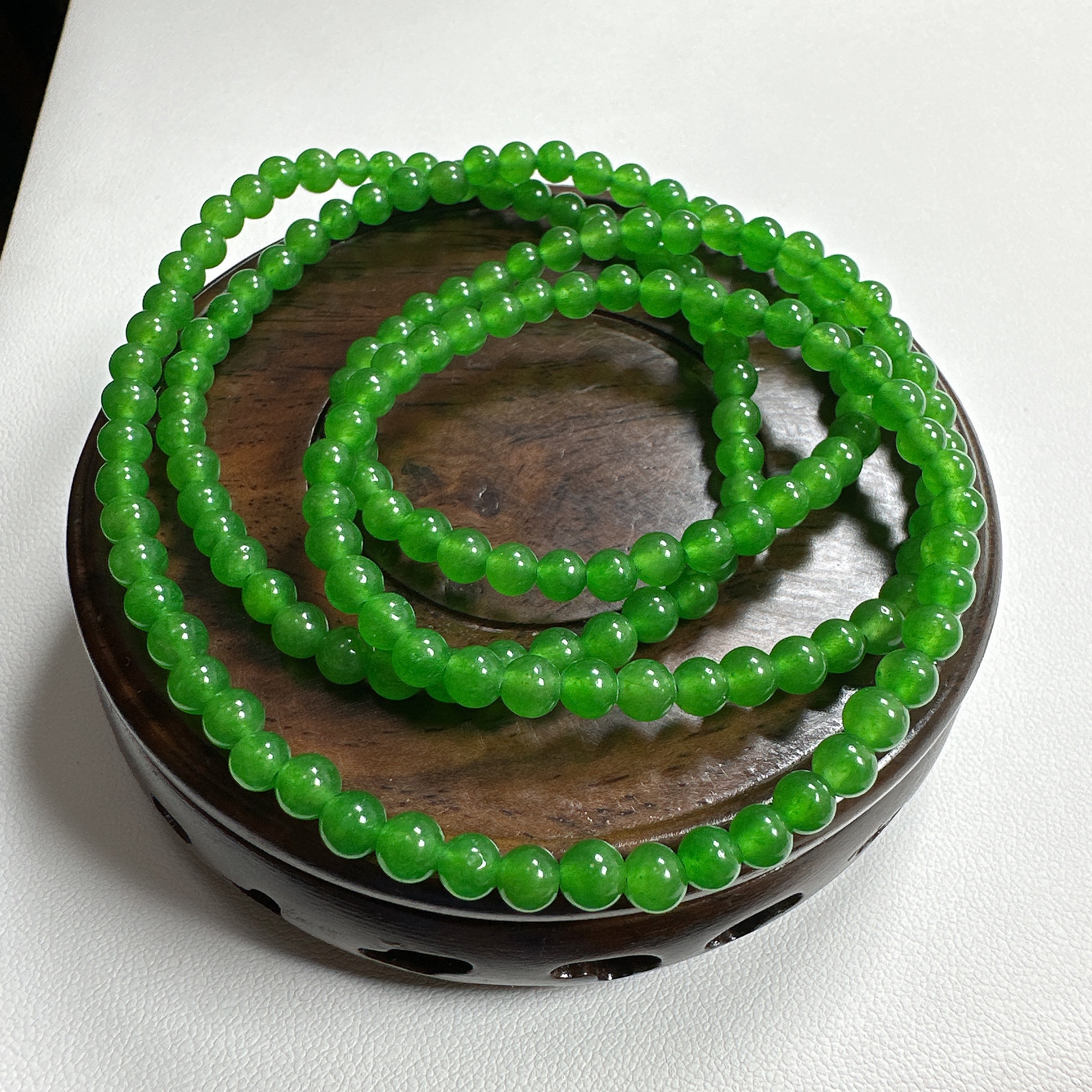 卡4缅a满绿圆珠项链叠戴手链-多样性发其一