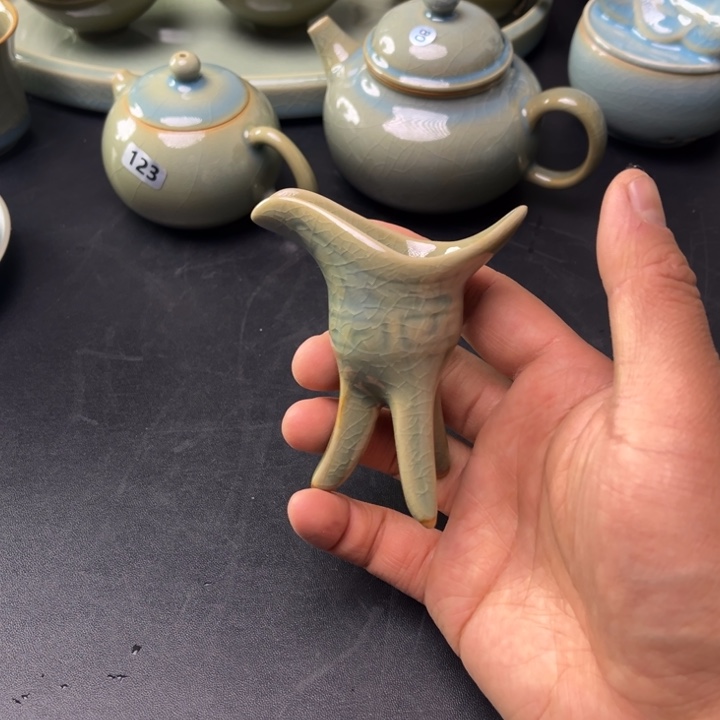 摆件酒爵杯天蓝汝瓷