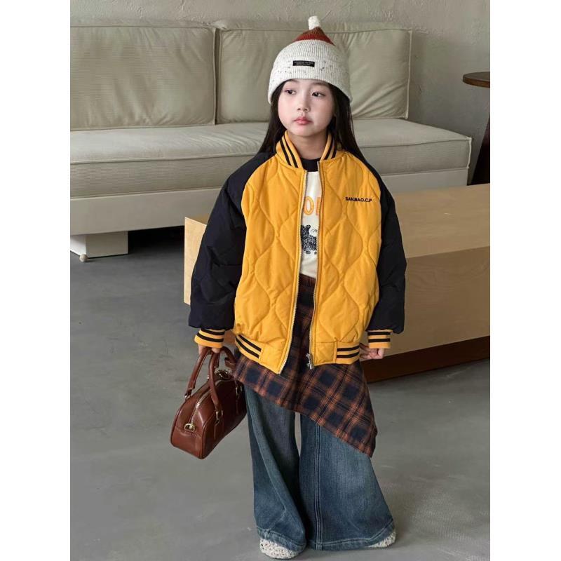 L758黑黄色拼接休闲棉衣童装/三宝