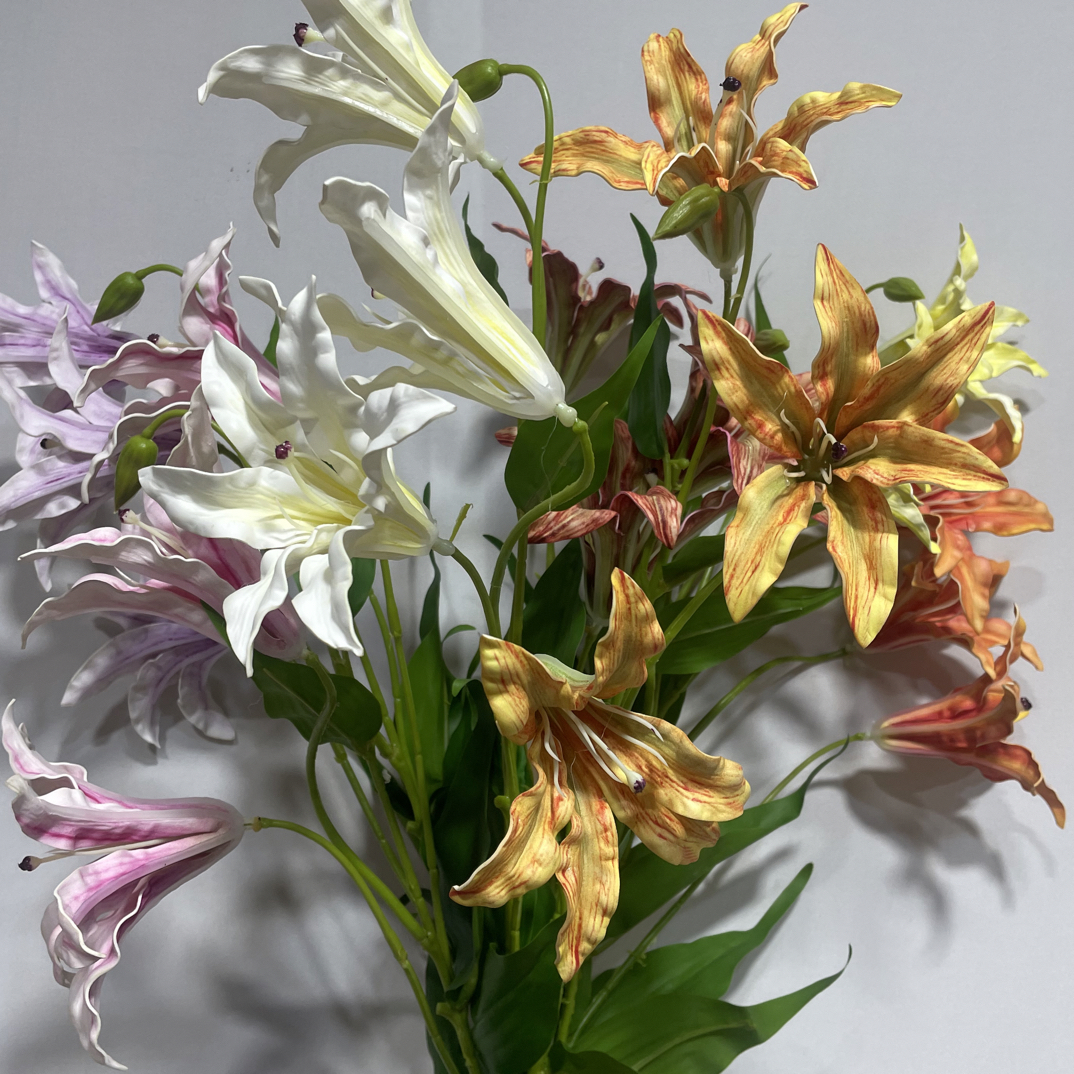 6098仿真花三头嘉兰百合高货