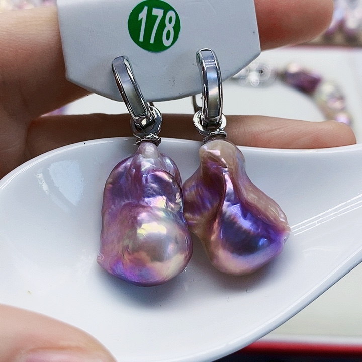 银S925镶嵌耳饰淡水珍珠