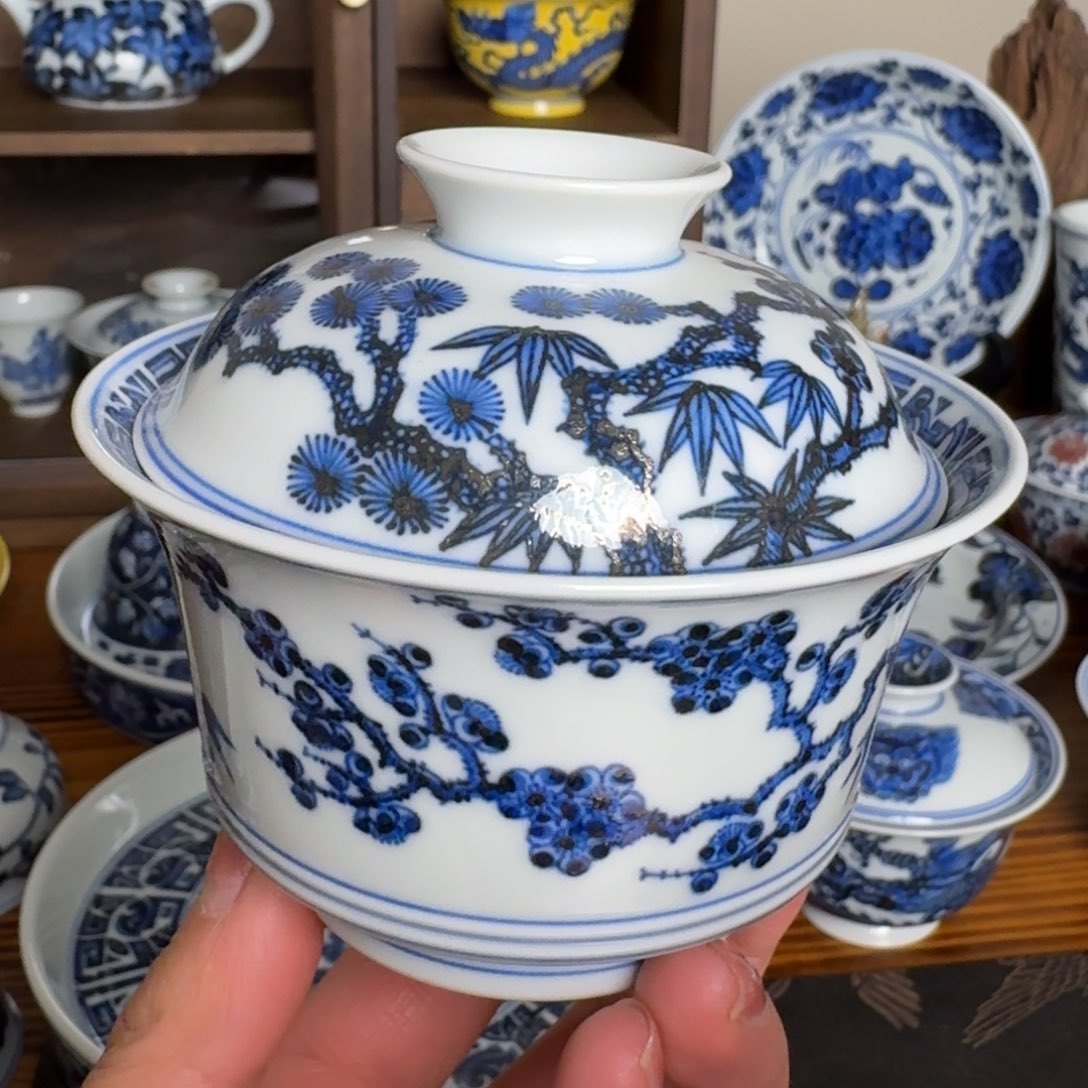 摆件景德镇雯华堂盖碗