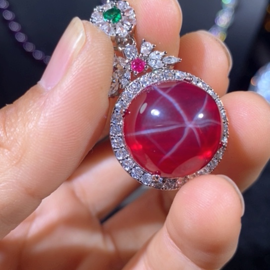 红宝石戒指银S925镶嵌