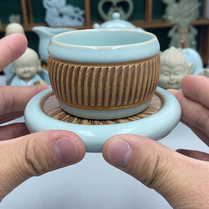 瓷天青色重工一杯一杯垫