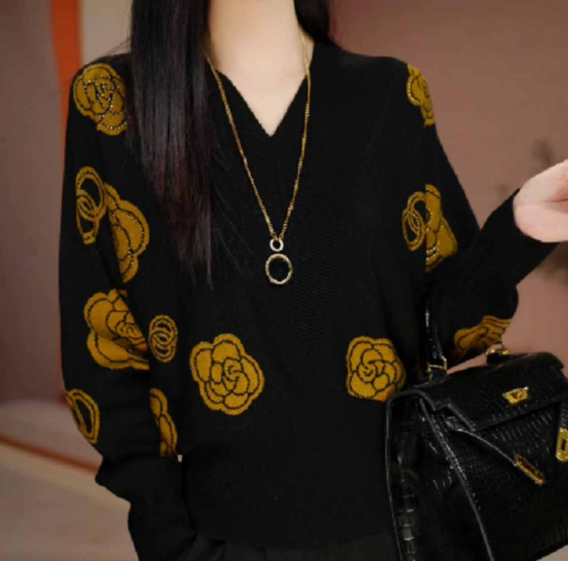 2025 洋气星空绒打底衫显瘦时尚百搭宽松休闲通勤复古减龄882