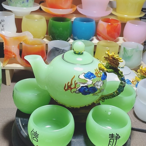 羊脂玉瓷琉璃中式高档茶壶一壶六杯礼盒套装