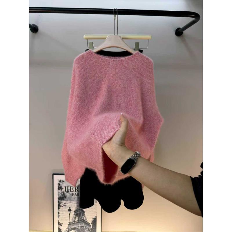 【秀】粉雾绒羊绒衣保暖慵懒风女士秋冬宽松百搭气质时尚休闲hn