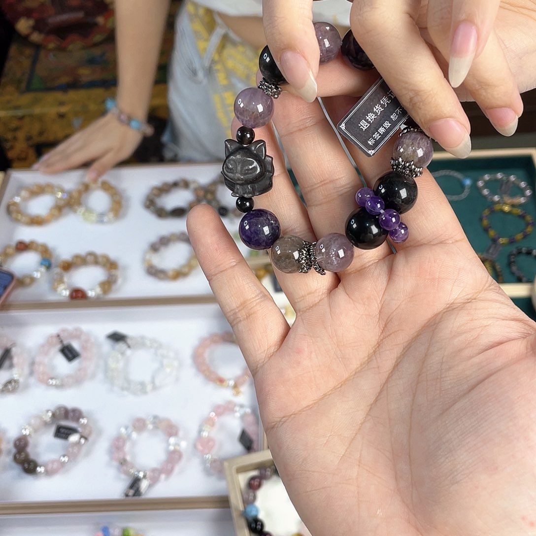 水晶手链银S925镀金镶嵌