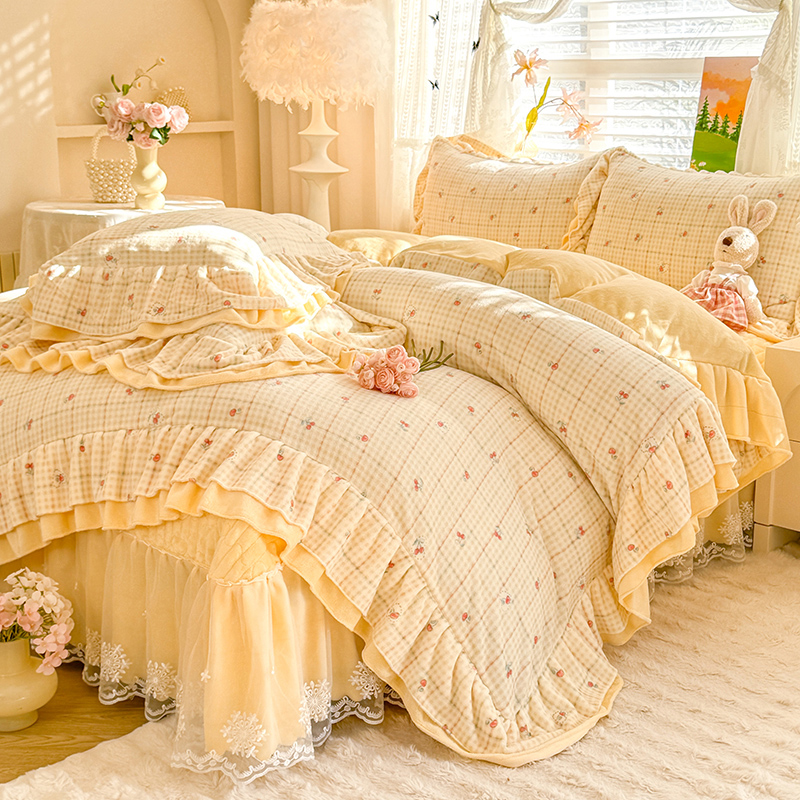 11斤床品牛奶绒套件被套床盖四件套保暖夹棉加绒加厚