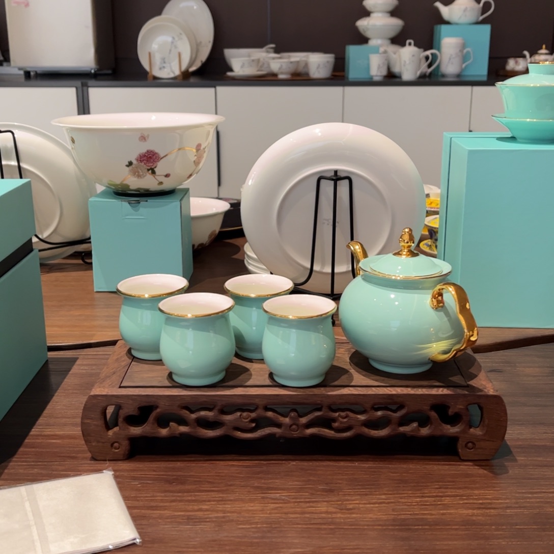 瓷片梅子青六头茶具合格品
