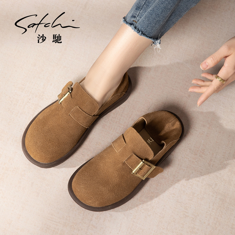 沙驰【皮里/绒里可选】勃肯鞋百搭一脚蹬单鞋软底休闲女鞋棉鞋