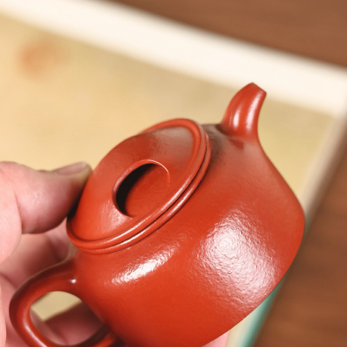 全手工牛盖壶130cc朱泥