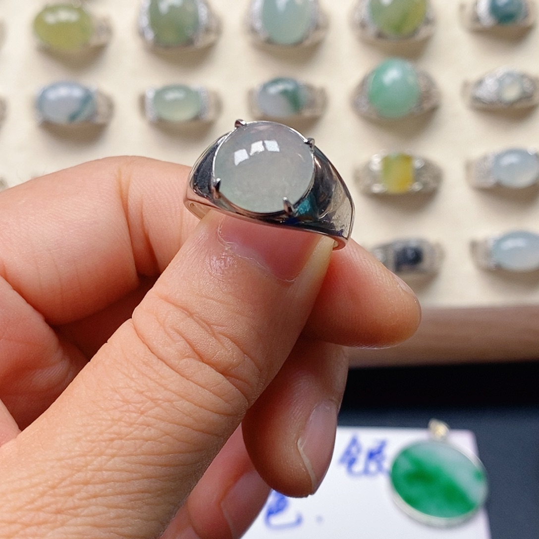 翡翠银S925镶嵌戒指