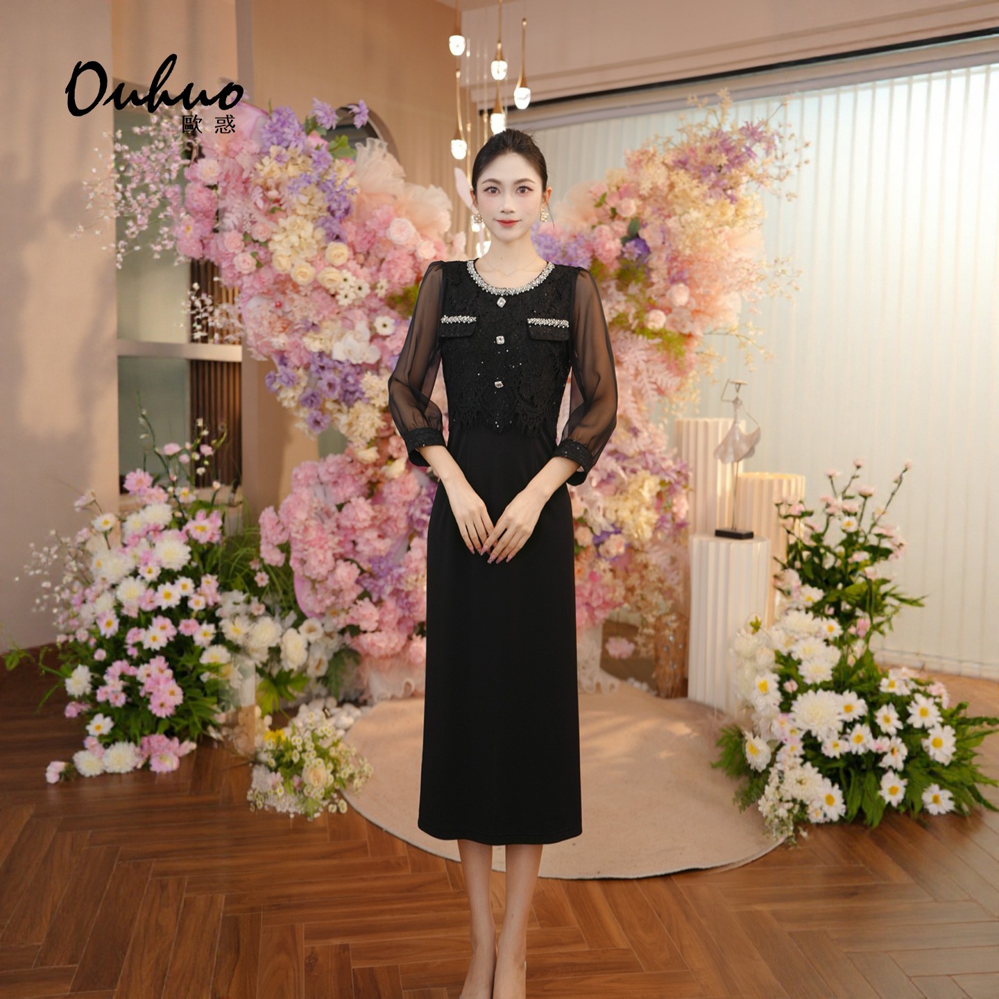 现货【木木定制】2025年秋季新款气质时尚名媛显瘦连衣裙OHDRI07057