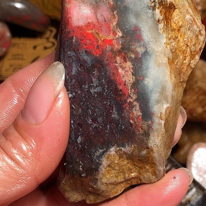 昌化石a***d浙江昌化田黄鸡血石手把件