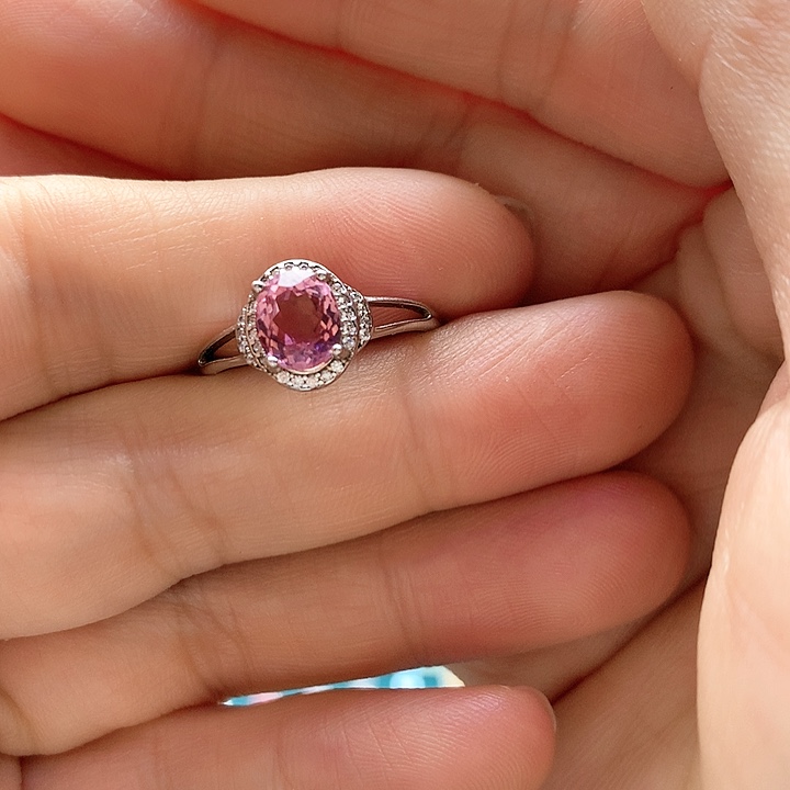 碧玺戒指银S925镶嵌纯天然