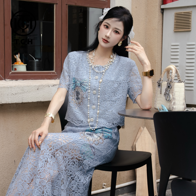 TCH烫钻工艺新时尚淑女百搭新潮流套装女T75B07E1011轻奢tch