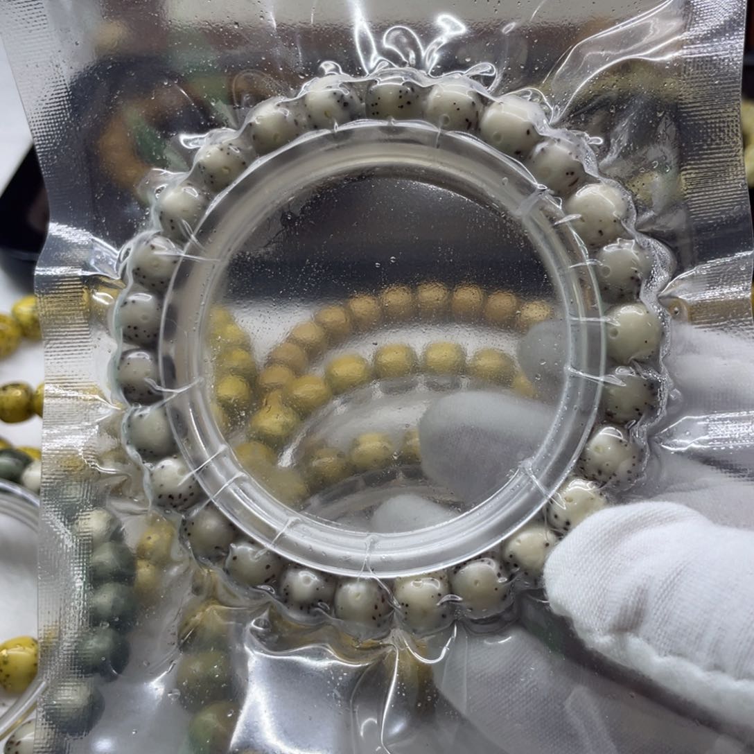 星月菩提手串贯穿留白糯冰奶奶灰 9x8