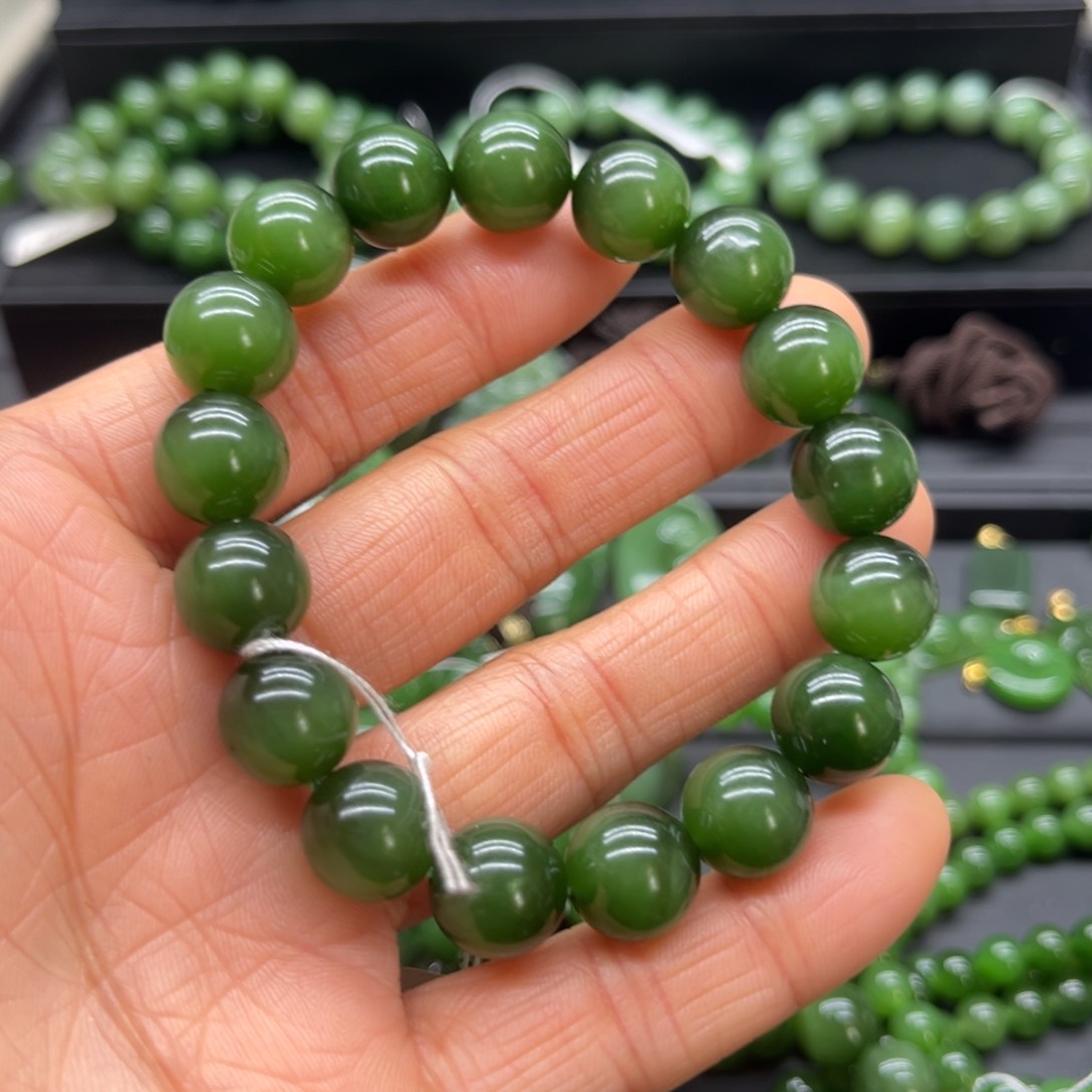 和田玉（碧玉）手链未镶嵌赵*