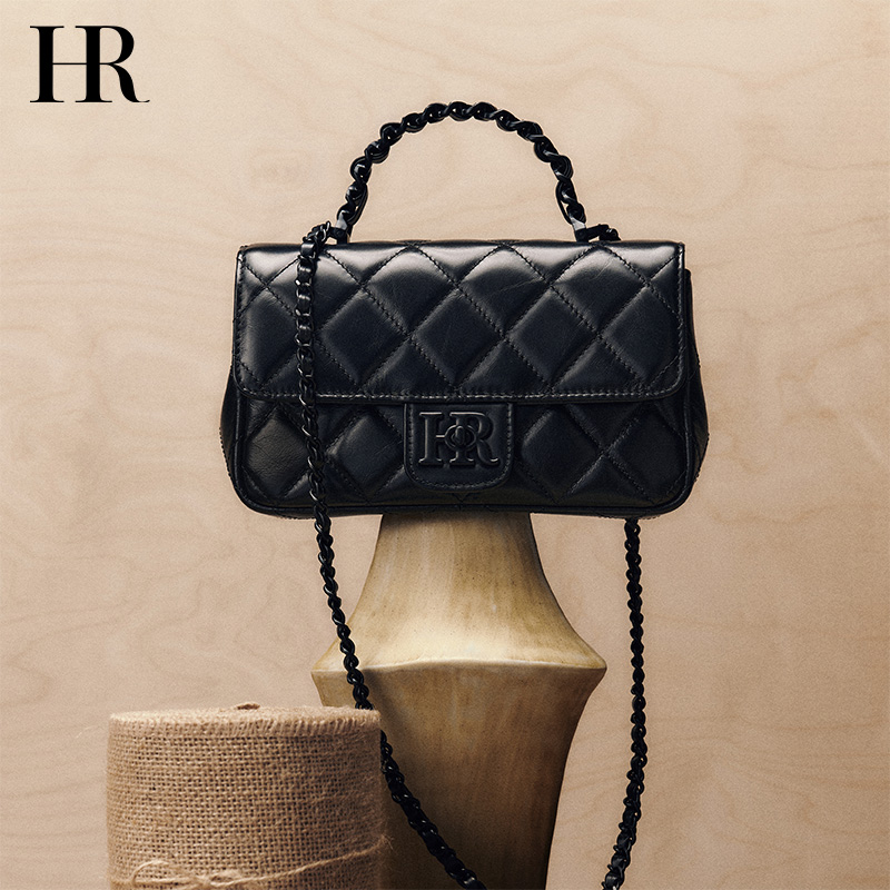 【新年礼物】HR赫莲娜女包新款手提包链条包油蜡牛皮单肩斜挎包