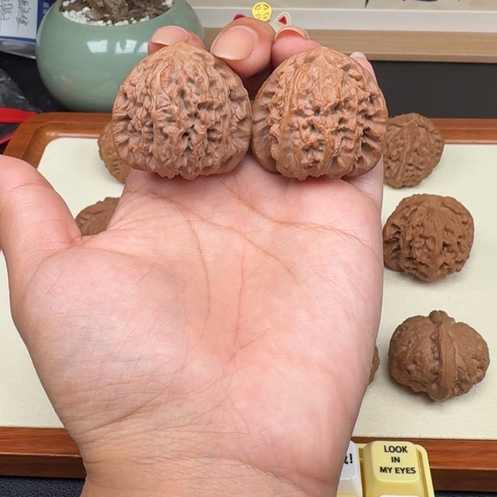 把件文玩核桃全品三角白37.5